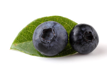 Blueberries and leaf