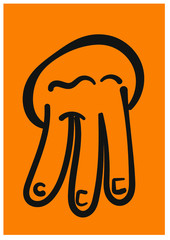 Dibujo de mano haciendo abecedario en lengua de señas chilena