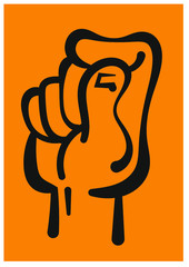 Dibujo de mano haciendo abecedario en lengua de señas chilena