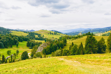 Landscape of the Little Pieniny with the Biala Woda Reserve - view from the pass - Przelecz Rozdziela
