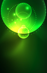 Neon shiny transparent glowing circles with light effects. Techno futuristic vector abstract background For Wallpaper, Banner, Background, Card, Book Illustration, landing page