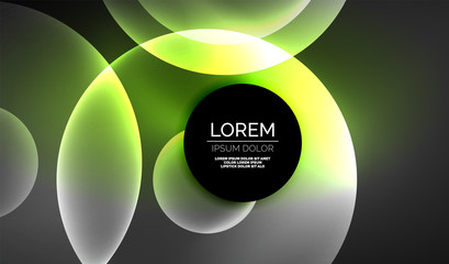 Glowing neon shiny transparent abstract geometric shapes with light effects. Techno futuristic vector abstract background For Wallpaper, Banner, Background, Card, Book Illustration, landing page