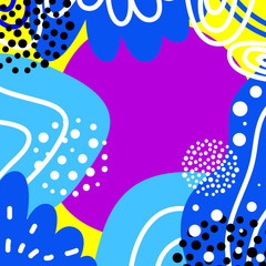 Abstract creative doodle background. Hand drawn cover template for design birthday card, summer party invitation, seasonal sale, childish t shirt picture or bag print etc.