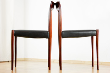 2x danish rosewood CHAIR Danish Design Chairs Mid Century 60s Vintage Dining leather seat wood...