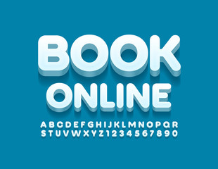 Vector trendy logo Book Online. Stylish 3D Font. Creative Alphabet Letters and Numbers