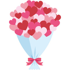 ピンクハートのシンプルブーケ