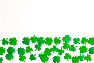 St.Patrick 's Day. Clover leaf background for design on white.