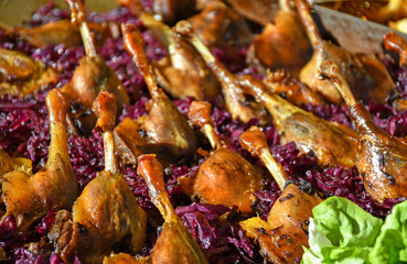 Goose leg roasting barbecue outdoor
