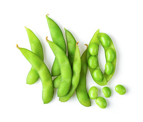 green soy beans isolated on white background - obrazy, fototapety, plakaty