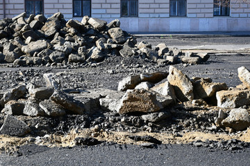 Road construction in the city