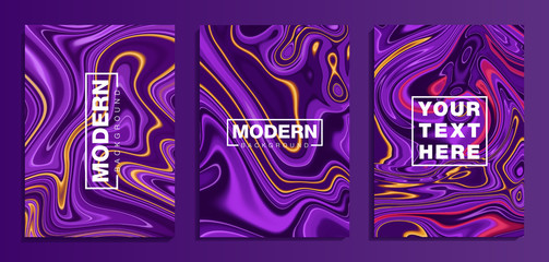 Set of coloured modern backgrounds.Texture with mixed of acrylic purple