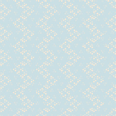 Vector blue dotted zig zag lines seamless pattern background
