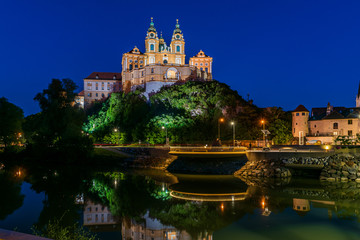 Melk Abbey in Wachau, Austria by night