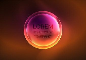 Glowing neon shiny transparent bubbles, glass circles or bio cell concept. Techno futuristic vector abstract background For Wallpaper, Banner, Background, Card, Book Illustration, landing page