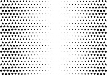 Abstract halftone dotted background. Monochrome pattern with stars.  Vector modern futuristic texture for posters, sites, business cards, postcards, labels and stickers. Design mock-up layout.