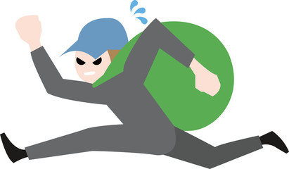 必死に逃げる泥棒