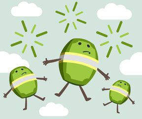 Money Characters inflate like balloons and then burst.