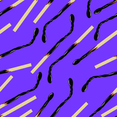 seamless pattern with burnt matches