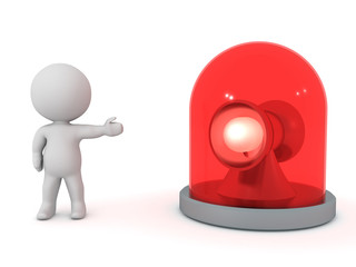 3D Character showing red flashing emergency light beacon