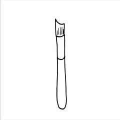 Makeup brush isolated on white background. HAnd drawn simple vector illustration in cartoon doodle style
