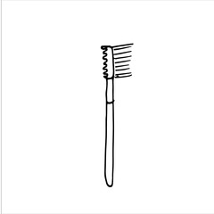 Makeup brush isolated on white background. HAnd drawn simple vector illustration in cartoon doodle style