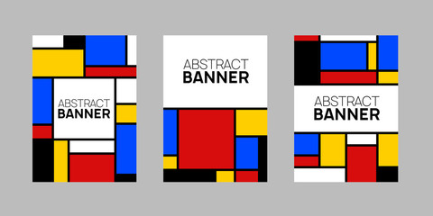 Abstract geometric banner. Retro flat style design. Vector illustration.