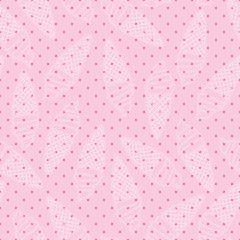 Seamless ice cream outline pattern on pink polka dots background