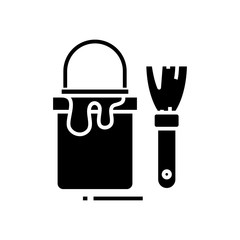 Wall drawing black icon, concept illustration, vector flat symbol, glyph sign.