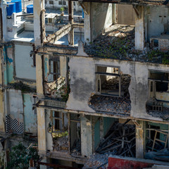 Elevated view of damaged building, Havana, Cuba