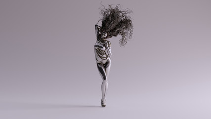 Silver Sexy Woman Bad Hair Day 3d illustration 3d render	