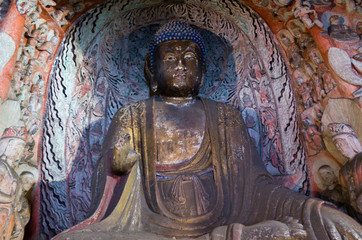 Buddha statue in Yungang stone cave. datong, Shanxi province, China