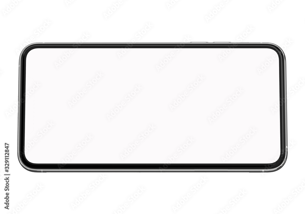 Poster Smart Phone Full Blank Screen mock up on white background with Clipping path on white background for present advertising product or Webpage design easy replace you design ,3D render illustration