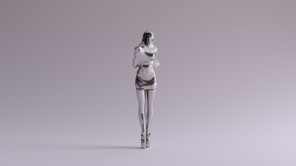 Obraz premium Silver Latex Futuristic Haute Couture Dress Abstract Fashion 3d illustration 3d render 