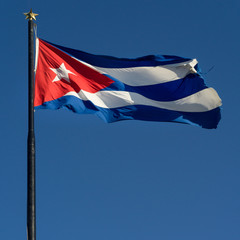 Low angle view of Cuban Flag, Havana, Cuba