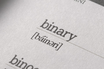 word binary and phonetic alphabet. The binary system expresses numbers using only the two digits 0 and 1. It is used especially in computing.