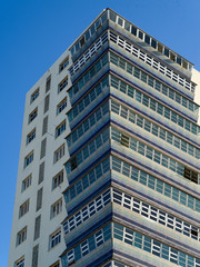 Low angle view of an apartment, building Malecon, Havana, Cuba