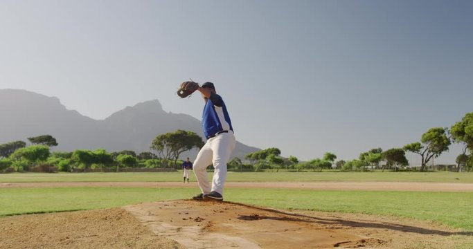 Baseball player throwing a ball during a match