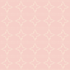 Vector pink pale dotted stars and circles seamless pattern background