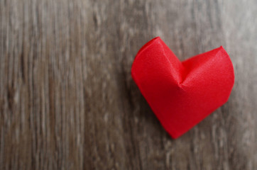 A origami red heart folded
