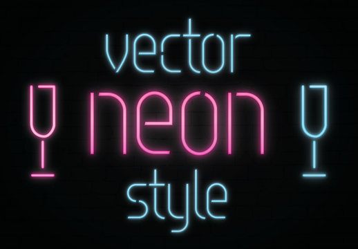 Neon Light Text Style Mockup