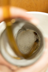 inside a strainer making beer 