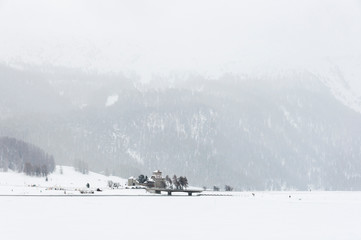 Silvaplana, Surlej, Silvaplanersee, Seenplatte, Winter, Wintersport, Wanderweg, Langlauf, Alpen, Oberengadin, Graubünden, Schweiz