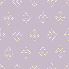 Vector purple dotted rhombus seamless pattern background