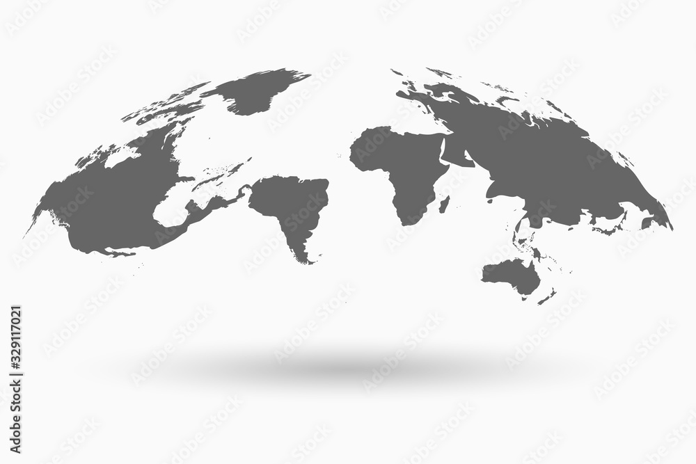 Aufkleber 3D World map with shadow in globe form isolated on white background. Vector Illustration.