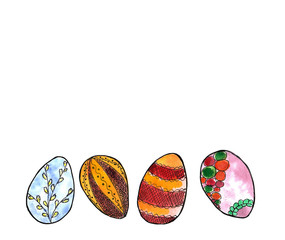 Easter eggs Watercolor set.Design elements for background, banner,holiday card design.Hand painting artistic texture.