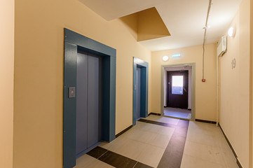 Russia, Moscow- November 15, 2019: interior room apartment public place, porch. doors, walls, corridors