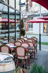 Outdoor street cafe on winter season in Vancouver, Canada