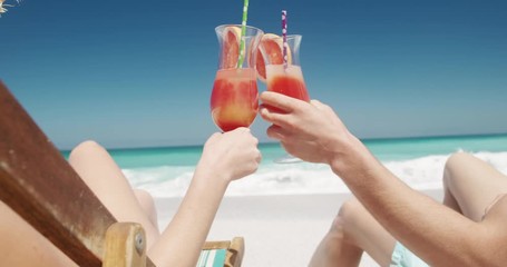 Couple in love enjoying free time on the beach together