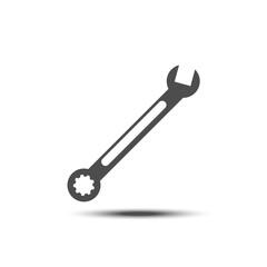 Vector simple wrench solid icon on white background