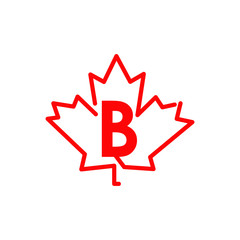logo letter b with icon maple leaf vector 